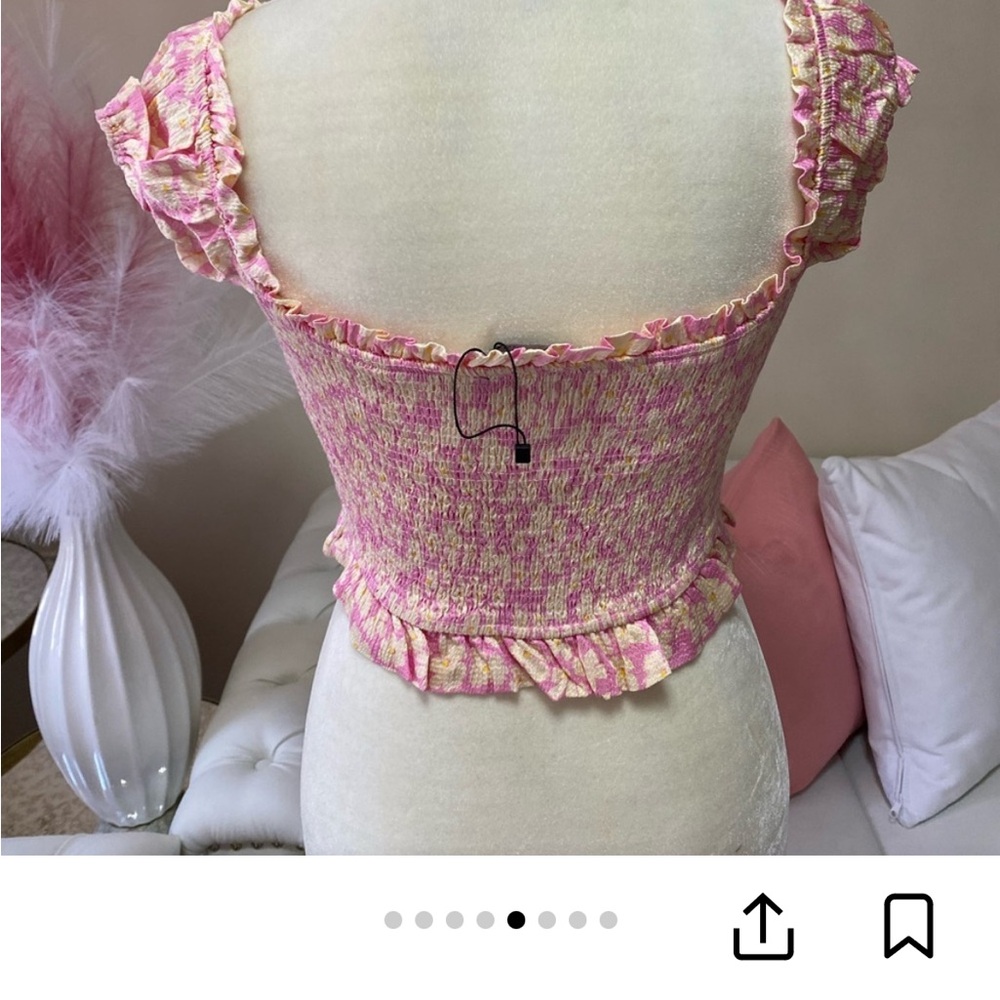 Zara pink floral crop top in EUC. Size Medium. Perfect for spring outfits. - Picture 6 of 6